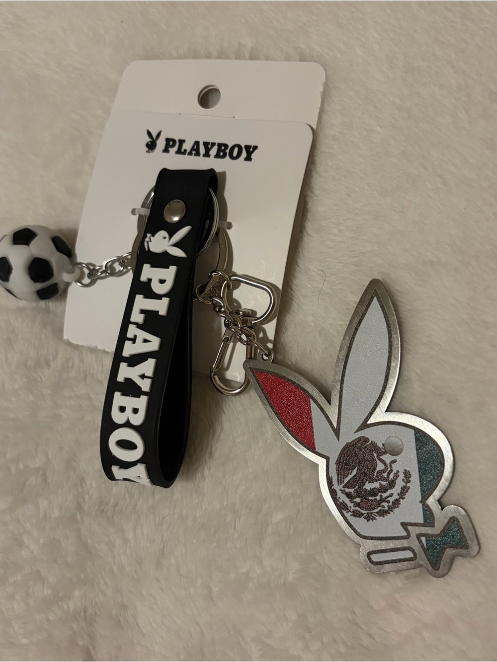 Playboy Fifa World Cup Merch Mexico Flag Keychain Bunny and Soccer Charm
